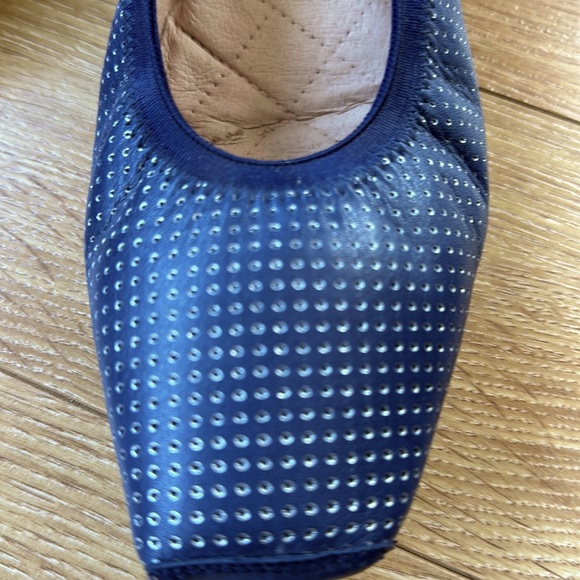 Hispanitas navy blue slip on wedge, all leather made in Spain, size 41 - Picture 3 of 9